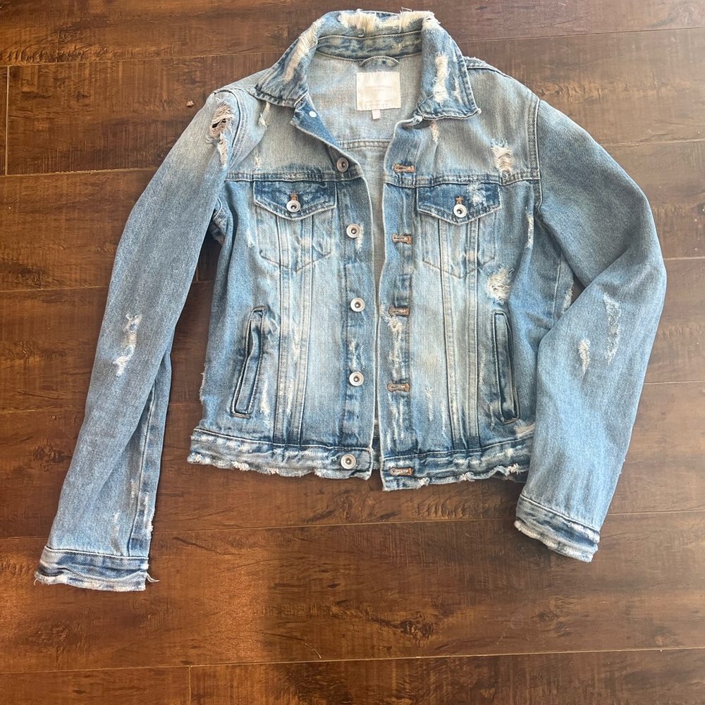 Zara Light Blue distressed Denim Jacket